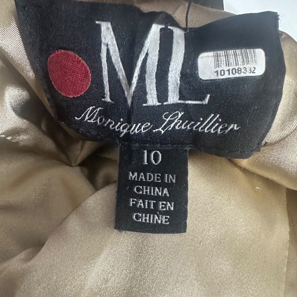 Monique Lhuillier ML Shirred Tulle Overlay Lace Trumpet Prom Dress V Neck Sz 10 - Picture 11 of 11